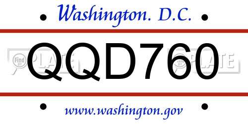 QQD760 District Of Columbia License Plate