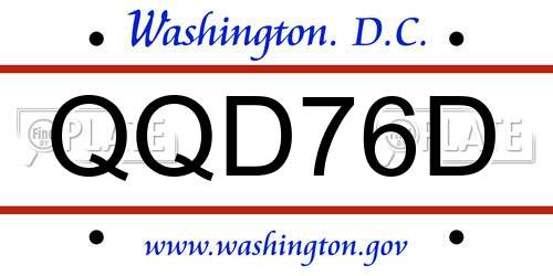 QQD76D District Of Columbia License Plate