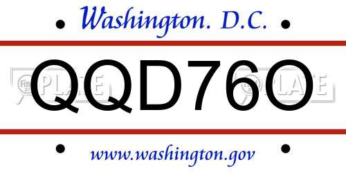 QQD76O District Of Columbia License Plate