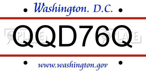 QQD76Q District Of Columbia License Plate