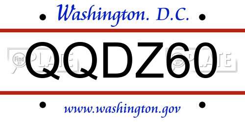 QQDZ60 District Of Columbia License Plate