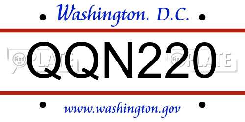 QQN220 District Of Columbia License Plate