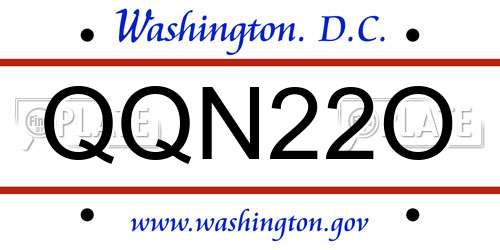 QQN22O District Of Columbia License Plate