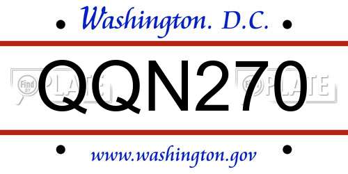 QQN270 District Of Columbia License Plate