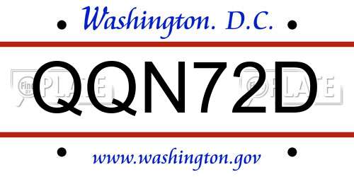 QQN72D District Of Columbia License Plate