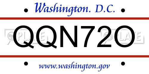QQN72O District Of Columbia License Plate