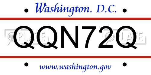 QQN72Q District Of Columbia License Plate