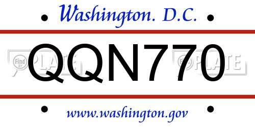 QQN770 District Of Columbia License Plate