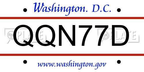 QQN77D District Of Columbia License Plate