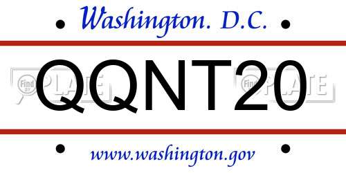 QQNT20 District Of Columbia License Plate