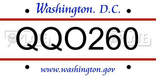 QQO260 District Of Columbia License Plate