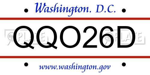 QQO26D District Of Columbia License Plate