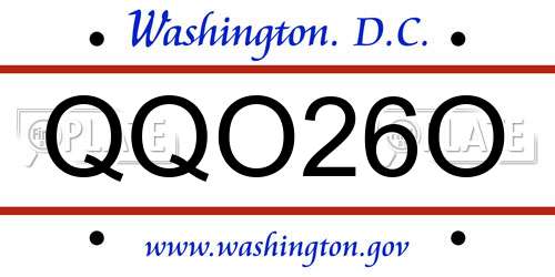 QQO26O District Of Columbia License Plate