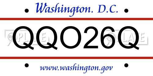 QQO26Q District Of Columbia License Plate