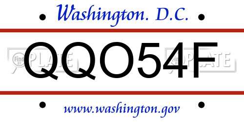 QQO54F District Of Columbia License Plate