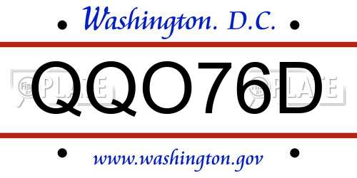 QQO76D District Of Columbia License Plate