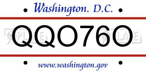 QQO76O District Of Columbia License Plate