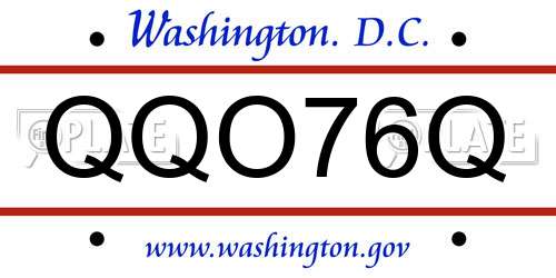 QQO76Q District Of Columbia License Plate