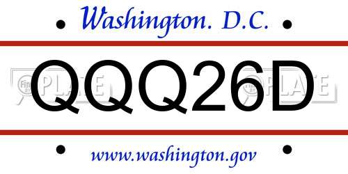 QQQ26D District Of Columbia License Plate