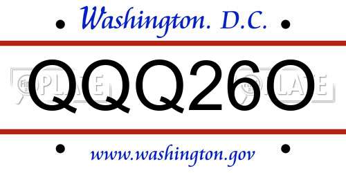 QQQ26O District Of Columbia License Plate