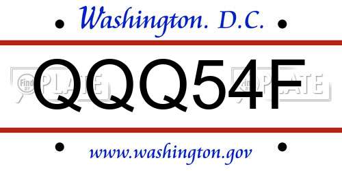 QQQ54F District Of Columbia License Plate