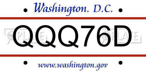 QQQ76D District Of Columbia License Plate