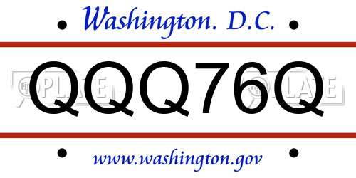 QQQ76Q District Of Columbia License Plate