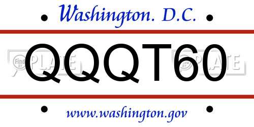 QQQT60 District Of Columbia License Plate