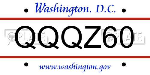 QQQZ60 District Of Columbia License Plate