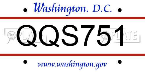QQS751 District Of Columbia License Plate