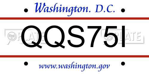 QQS75I District Of Columbia License Plate