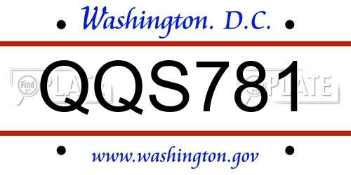 QQS781 District Of Columbia License Plate