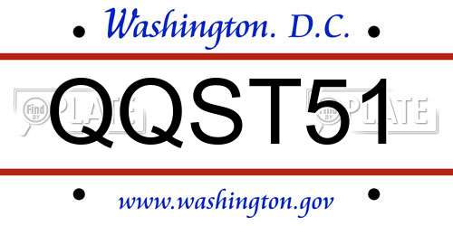 QQST51 District Of Columbia License Plate