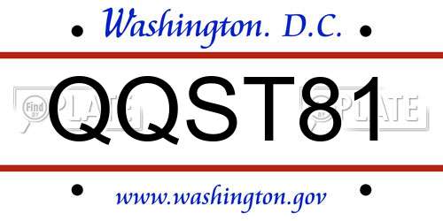 QQST81 District Of Columbia License Plate