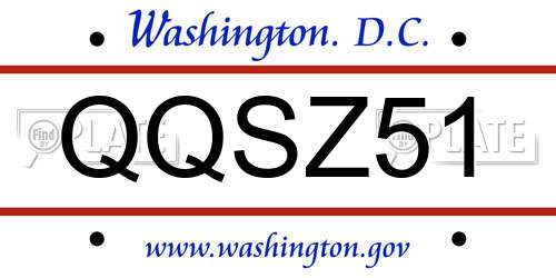 QQSZ51 District Of Columbia License Plate