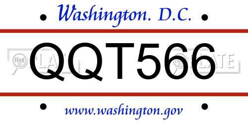 QQT566 District Of Columbia License Plate