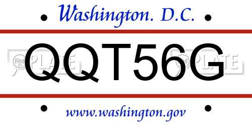 QQT56G District Of Columbia License Plate