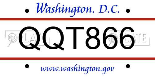 QQT866 District Of Columbia License Plate