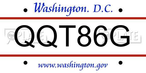 QQT86G District Of Columbia License Plate