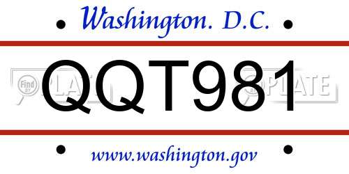 QQT981 District Of Columbia License Plate