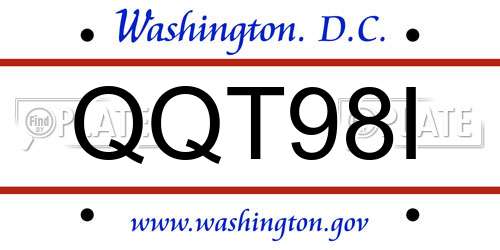 QQT98I District Of Columbia License Plate