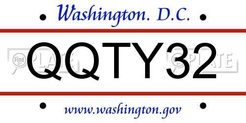 QQTY32 District Of Columbia License Plate