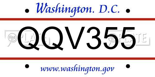 QQV355 District Of Columbia License Plate