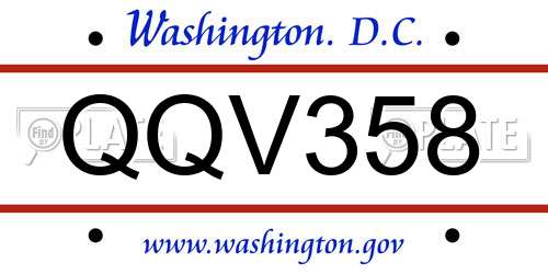 QQV358 District Of Columbia License Plate