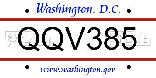 QQV385 District Of Columbia License Plate