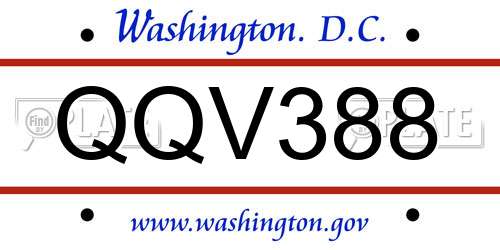 QQV388 District Of Columbia License Plate