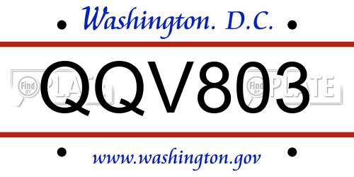 QQV803 District Of Columbia License Plate