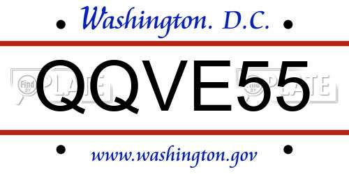 QQVE55 District Of Columbia License Plate