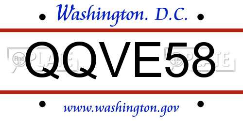 QQVE58 District Of Columbia License Plate