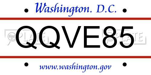 QQVE85 District Of Columbia License Plate